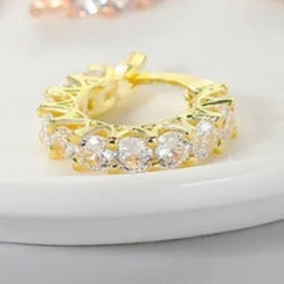 14Kt Gold 2 Ct Lab Grown Inside & Outside Diamond Hoop  14K Gold Hoop Earrings 2ct Diamonds Womens Huggie Hoops Ladies 2 ct Jewelry 14 K